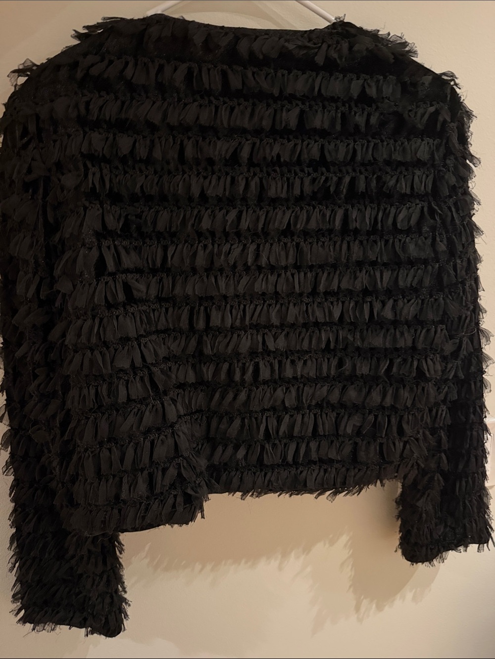 Zara Black Ruffled Textured Cropped Jacket - Picture 3 of 3
